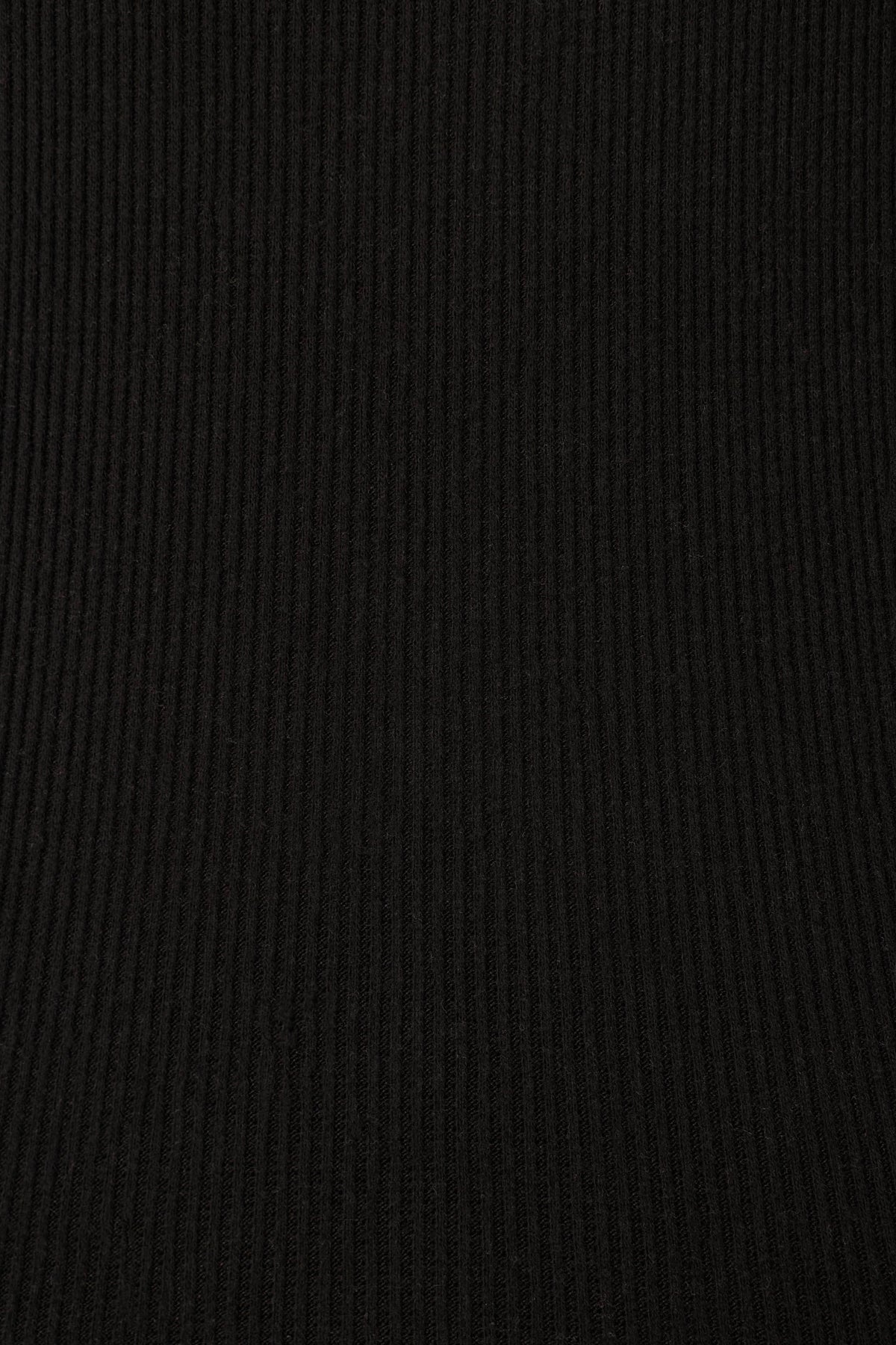 Fabric close up of the black 2x2 rib knit